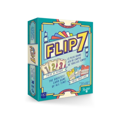 Jeu de cartes Flip 7 présenté dans sa boîte originale.